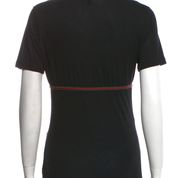 Gucci black modal t-shirt with signature green & red stripes. Auth - Picture 2 of 7